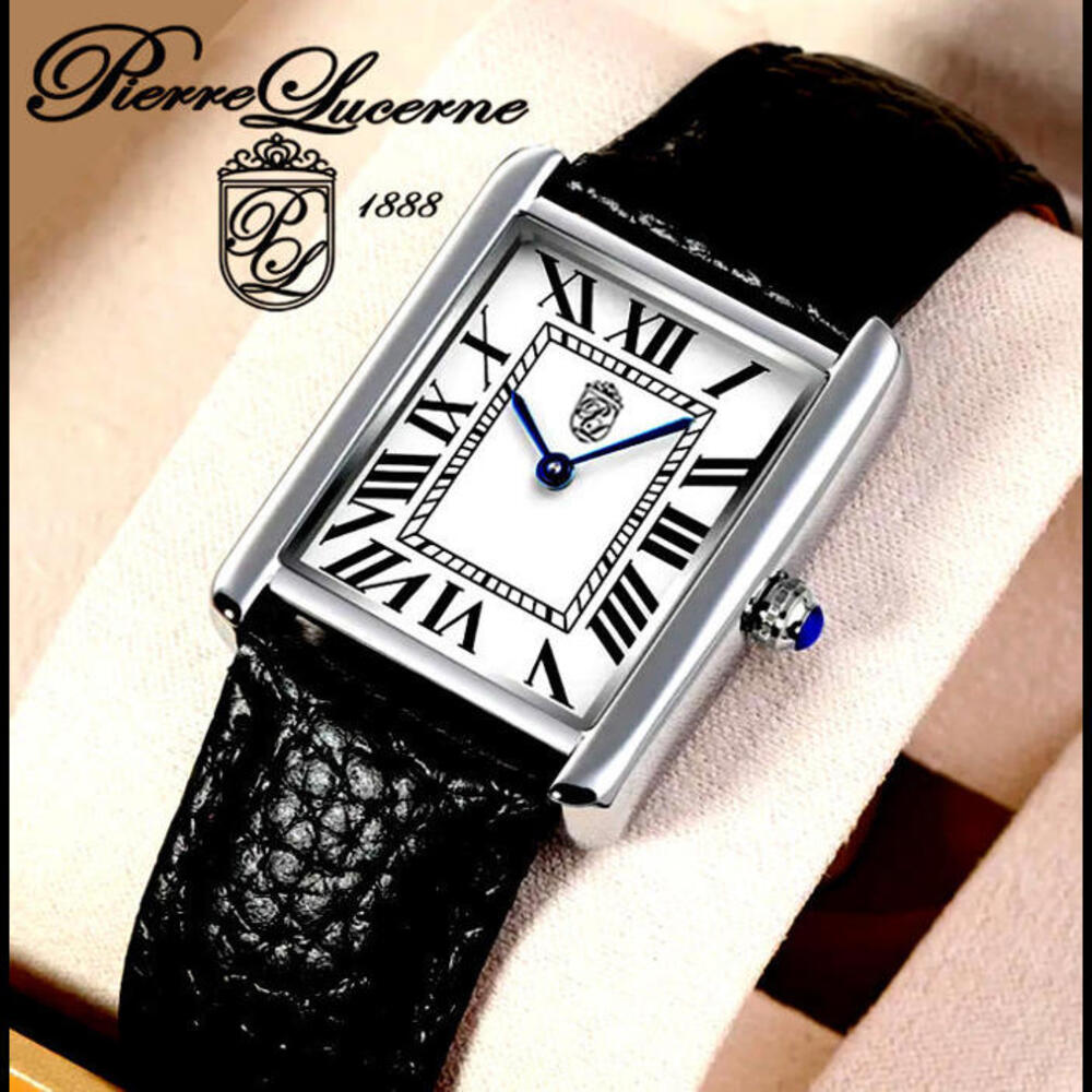 Swiss Inspired Classic Mens‎ Watch Pierre Lucerne Tank Black